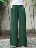 Plain Cozy Zen Linen Wide Leg Pants for Women