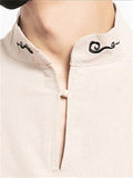 Men's Retro Cloud Embroidered Stand Collar Linen Shirt