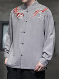 Men's Loong Pattern Embroidery Spring Autumn Shirts