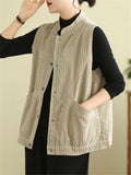 Women's Autumn Cosy Corduroy Vest Jacket with Pocket