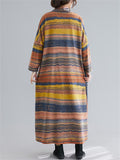 Women's Chic Contrast Color Stripe High Neck Autumn Dress