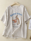 Female Carrot Lover Hopping Rabbit Printed Shirts