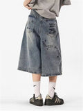 Women's Street Hip Hop Graffiti Wide Leg Cropped Jeans