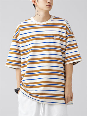 Popular Short Sleeve Striped Shirt for Male