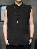 Comfortable Zen Cotton Linen Sleeveless Vest for Men