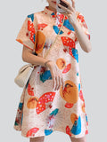 Women's Trendy Floral Folded Fan Print Dress