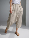 Elastic Waist Cotton Linen Retro Pants for Women