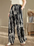 High-Rise Ink Tie-Dye Wide Leg Pants for Ladies