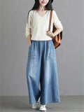 Women's Spring Summer Elastic Waist Wide Leg Jeans