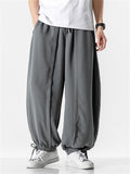 Men's Japanese Trendy Loose Solid Color Ankle-Tied Pants