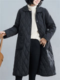 Women's Dailywear Lightweight Mid-Length Black Cotton Coat