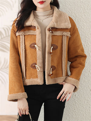 Modish Winter Lapel Fleece Short Coats for Women