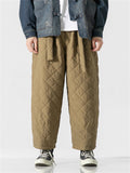 Warm Casual Male Cotton-padded Diamond Pattern Pants