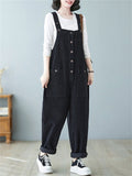 Women's Cute Square Neck Patch Pocket Corduroy Overalls