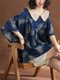 Women's Lapel Contrast Color Printed Shirt