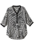 Women's Elegant V-Neck Printed Button Trim Loose Shirts