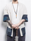 Chinese Style Taoist Robe Men's 3/4 Sleeve Shirts