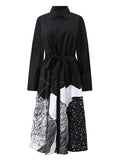 Abstract Print Women's Vogue Lapel Dresses