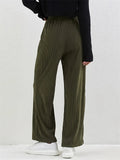 Ladies Elastic Waist Army Green Corduroy Pants