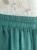 Lotus Embroideried Flowy Linen Fairy Pants for Women