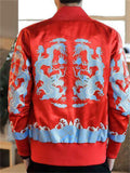 Male Hip Hop Chinese Dragon Print Slim Fit Baseball Jacket