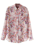 Summer Colorful Jacquard Single-Breasted Chiffon Shirt for Lady