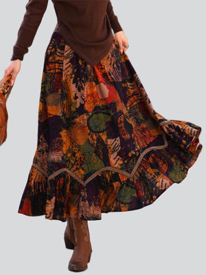 Women's Retro Fashionable Oil Painting Print Skirt