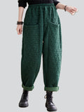 Female Winter Casual Keep Warm Rhombus Cotton Pants