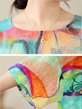 Women's Extra Loose Multicolor Print Short Sleeve Shirt