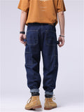 Men's Trendy Straight Leg Mid-rise Multi-pocket Jeans