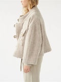 Spring French Style Stand Collar Short Woollen Jacket for Women