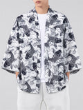 Summer Trendy Printed Oversized 3/4 Sleeve Cardigan Shirt for Men