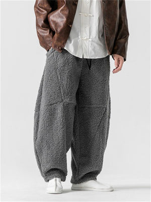 Oriental Style Thickened Lamb Wool Pants for Men