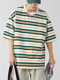 Popular Short Sleeve Striped Shirt for Male