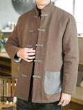 Loose Fit Tang Suit Casual Buttoned Coats for Men