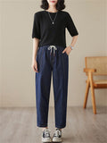 Summer Thin Female Large Size Drawstring Jeans