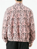 Men's Trendy All-Over Letter Print Short Faux Suede Jacket