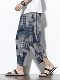 Men's Contrast Color Plaid Casual Loose Harem Pants