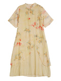 Women's Elegant Flower Printed Flowy Cheongsam Dress