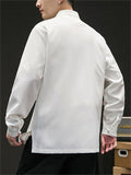 Autumn Winter Men's Retro Embroidered Stand Collar Shirts