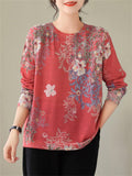 Lady Casual Floral Printing Long Sleeve Shirt