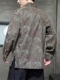 Men's Vintage Snakeskin Jacquard Knot Button Jacket