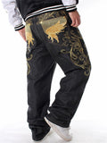 Hip Hop Oversized Embroidery Jeans for Men