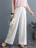 Summer Linen Blend High Rise Straight-Leg Pants for Women