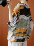 Women's Irregular Polka Dots Print Drawstring Design Shirt