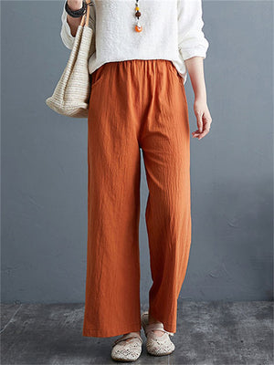 Summer Linen Blend High Rise Straight-Leg Pants for Women