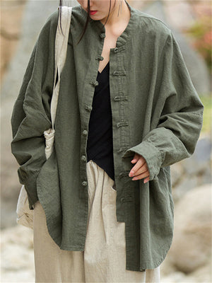 Comfy Cotton Linen Buckles Jackets Coat