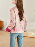 Chinese Style Peach Blossom Print Shirt for Women