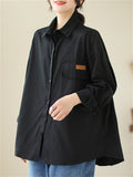 Women's Spring Retro Lapel Button Up Oversized Shirt