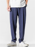 Men's Comfortable Linen Regular Fit Straight-Leg Trousers